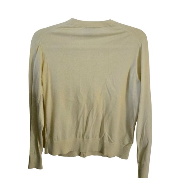 J.Crew Jackie Floral Sequin Butter Yellow Gold Cardigan Sweater Size L - Picture 3 of 10